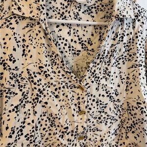 Black and White Animal Print Blouse